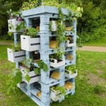 Jardinera palets vertical con cajas