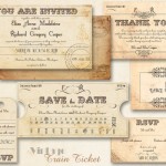 Invitación de boda vintage ticket