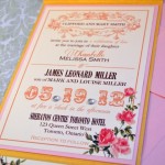 Invitación de boda vintage colorida