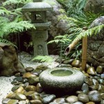 Jardín japonés cuenco piedra