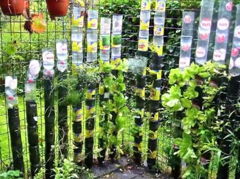 hacer un jardín vertical reciclado con botellas de plástico - Handspire